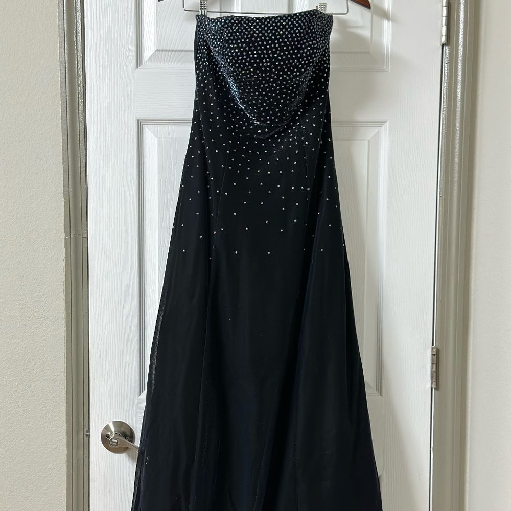 NWOT JUMP APPAREL Blue Navy Metallic Sequin Prom Party Formal Wedding Gown Dress